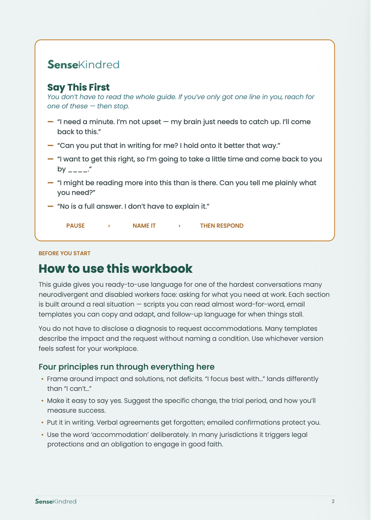 Workplace Accommodation Scripts