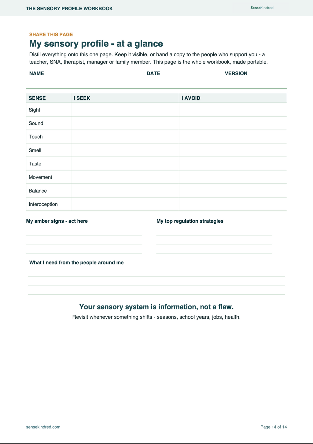 The Sensory Profile Workbook
