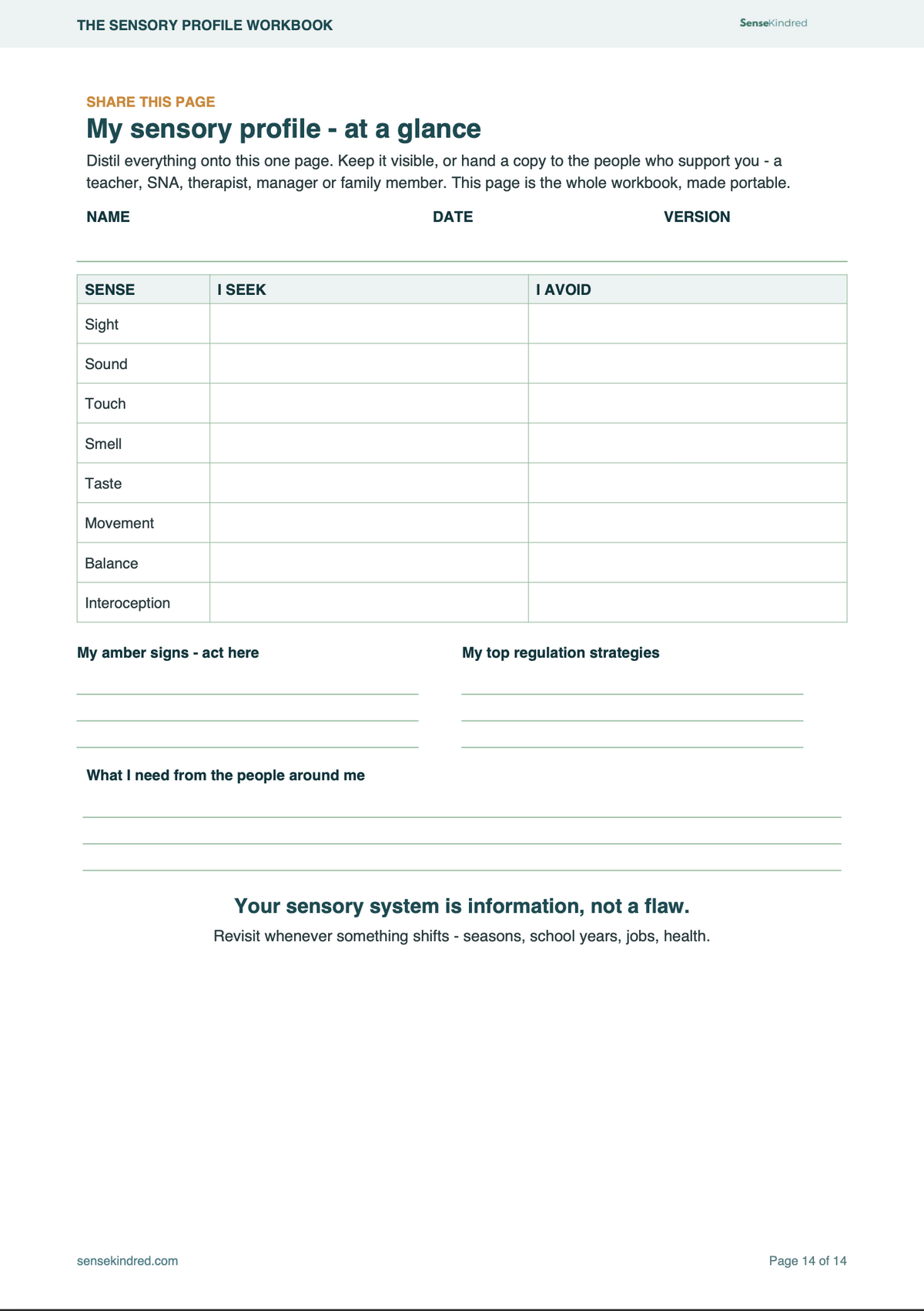 The Sensory Profile Workbook