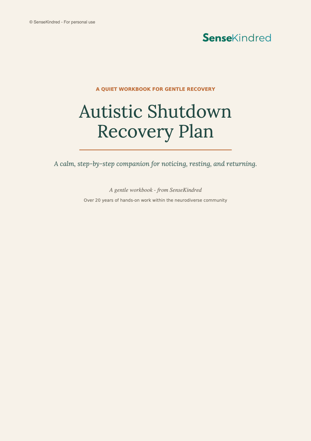Autistic Shutdown Recovery Plan