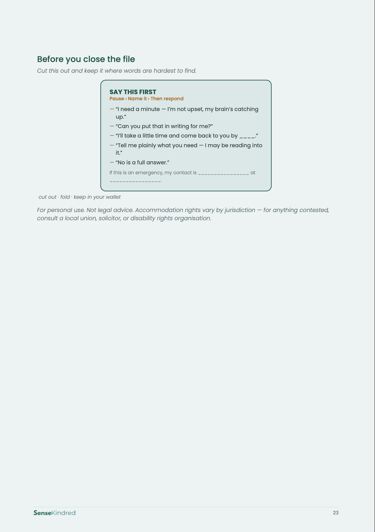 Workplace Accommodation Scripts